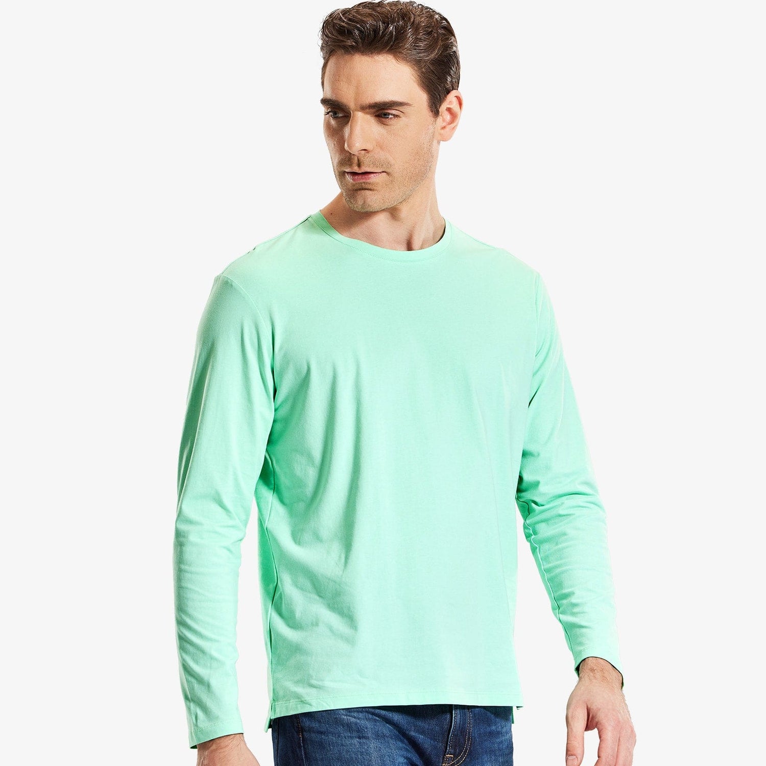 Men Long Sleeve Shirts Cotton Tees Crew Neck Casual T-Shirt Men Shirts MIER