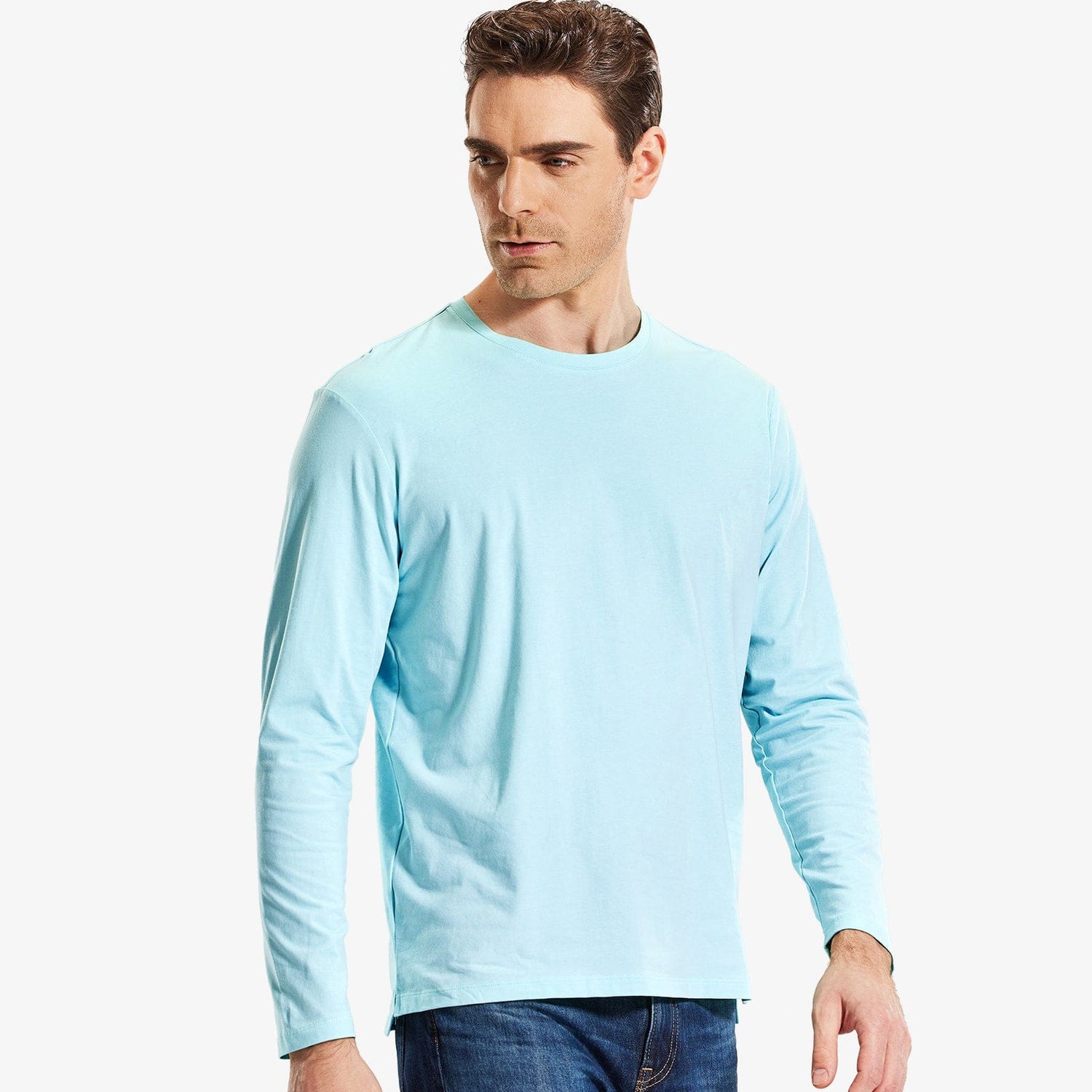 Men Long Sleeve Shirts Cotton Tees Crew Neck Casual T-Shirt Men Shirts MIER