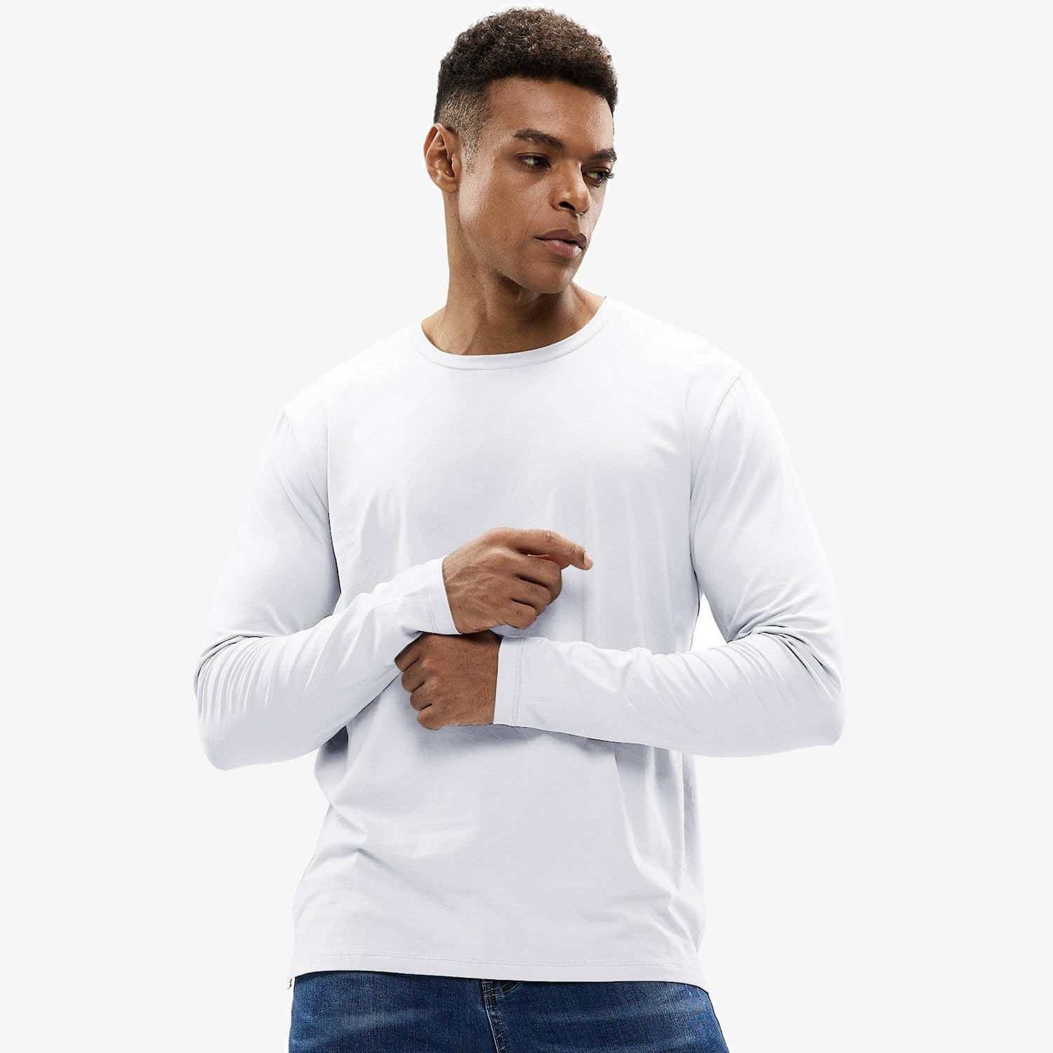 Men Long Sleeve Shirts Cotton Tees Crew Neck Casual T-Shirt Men Shirts MIER