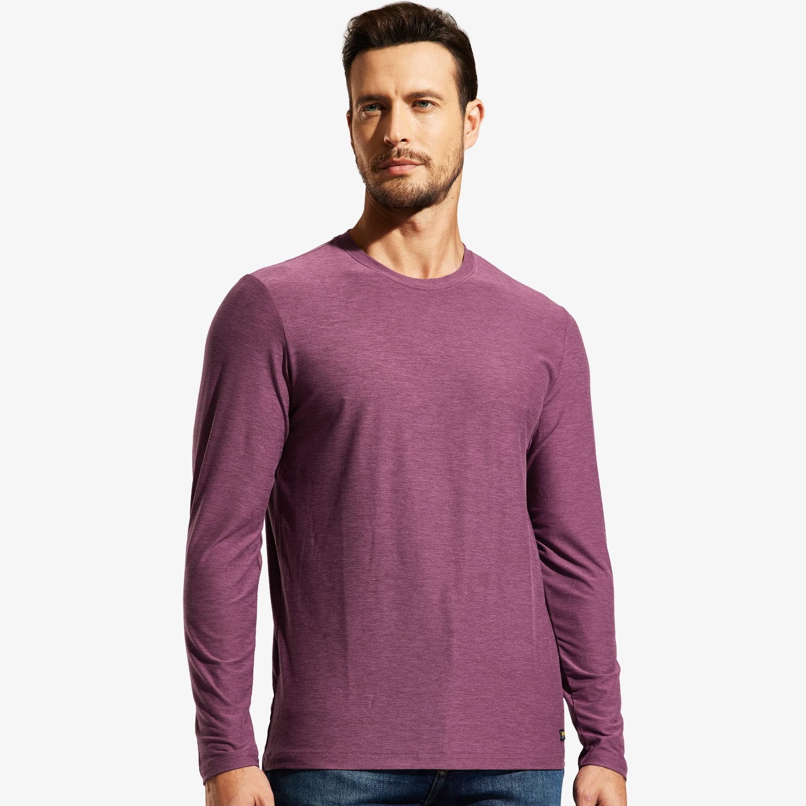 Men Long Sleeve Tee Shirts Athletic-Super Soft Crew Neck T-Shirts Men Shirts MIER