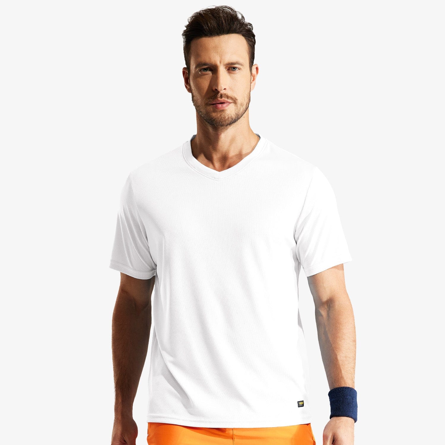 Men Quick Dry Athletic Shirts V Neck Workout T-Shirts Men Shirts White / S MIER