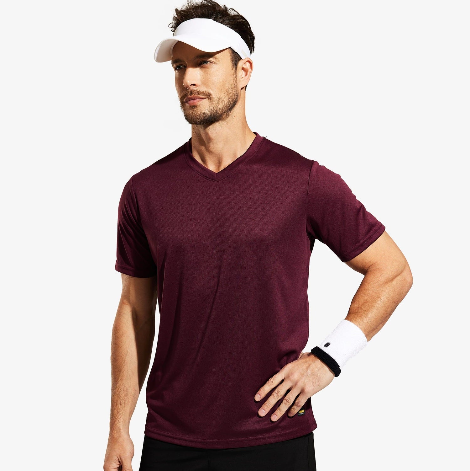 Men Quick Dry Athletic Shirts V Neck Workout T-Shirts Men Shirts MIER