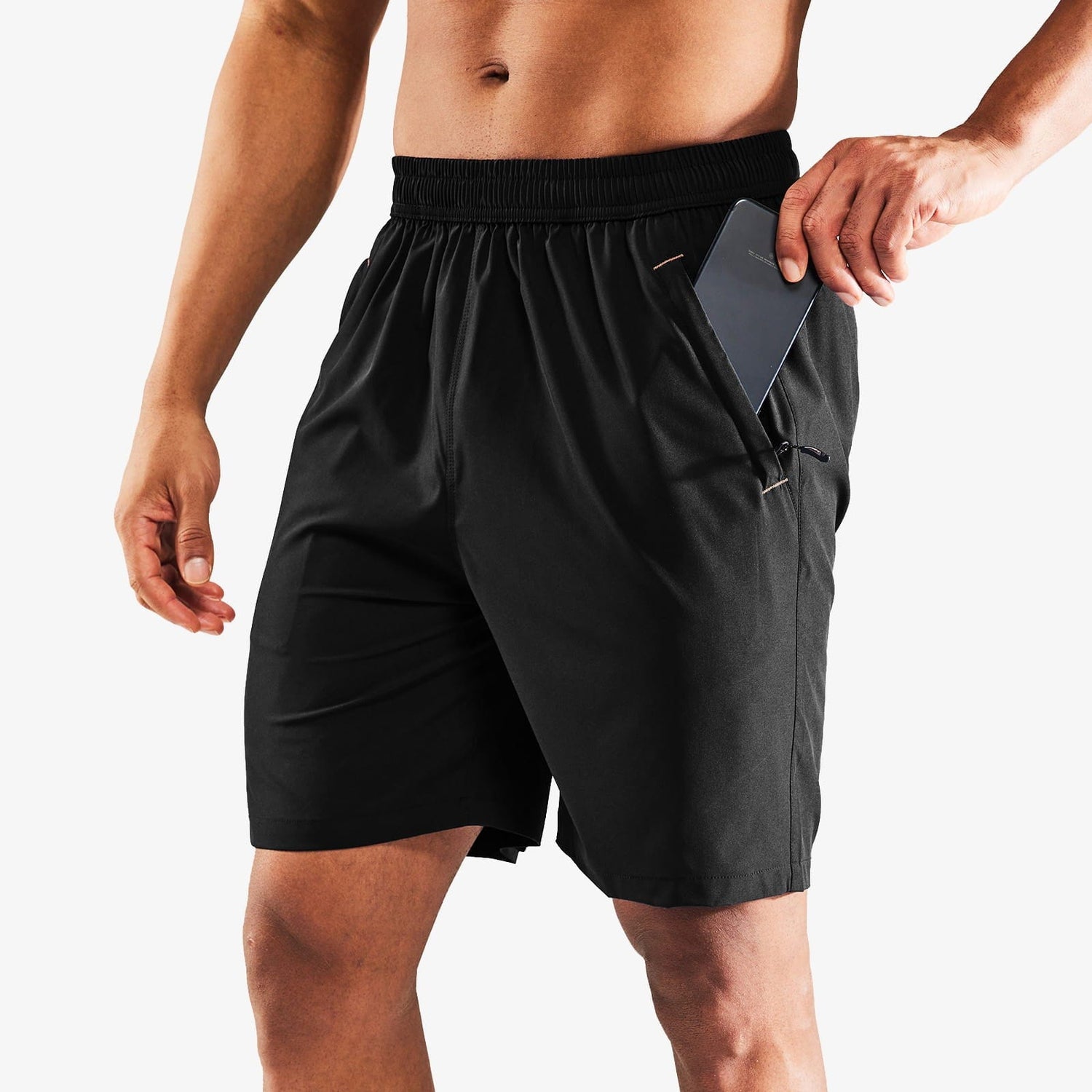 Men Quick Dry Running Shorts with Zipper Pocket 7 Inch Men&