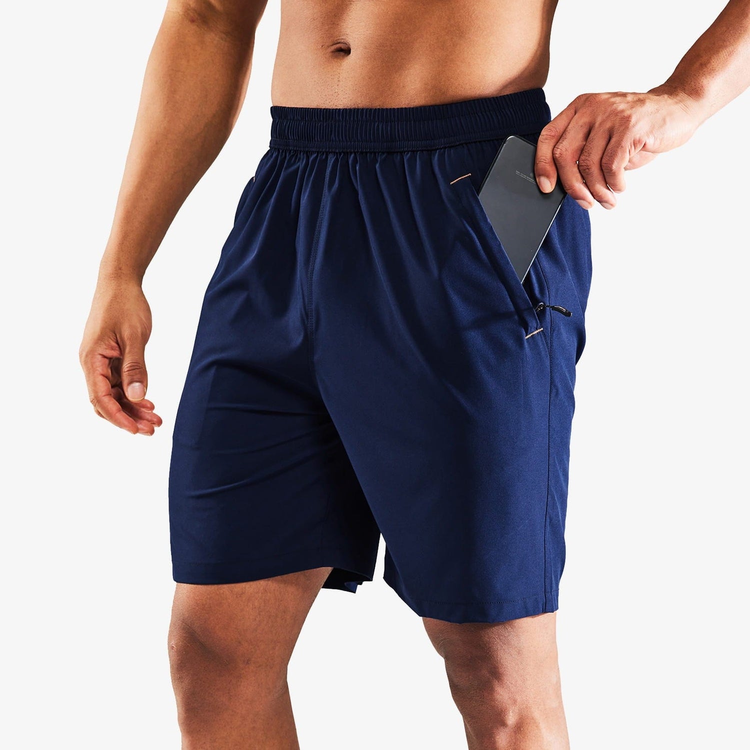 Men Quick Dry Running Shorts with Zipper Pocket 7 Inch Men&