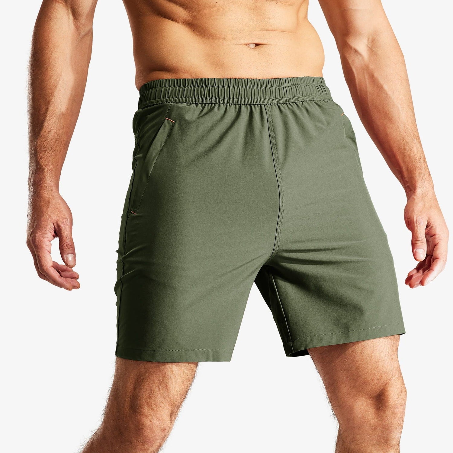 Men Quick Dry Running Shorts with Zipper Pocket 7 Inch Men&