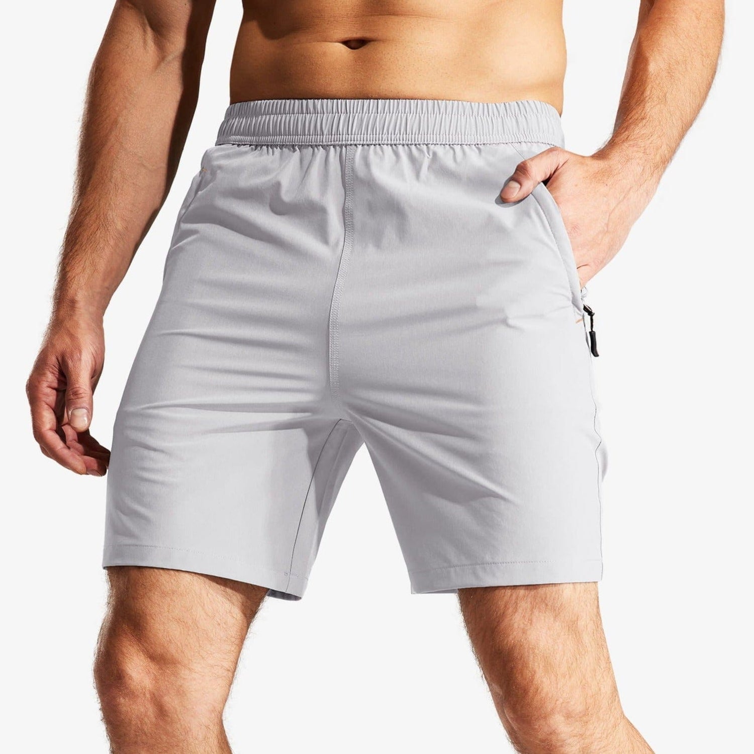 Men Quick Dry Running Shorts with Zipper Pocket 7 Inch Men&