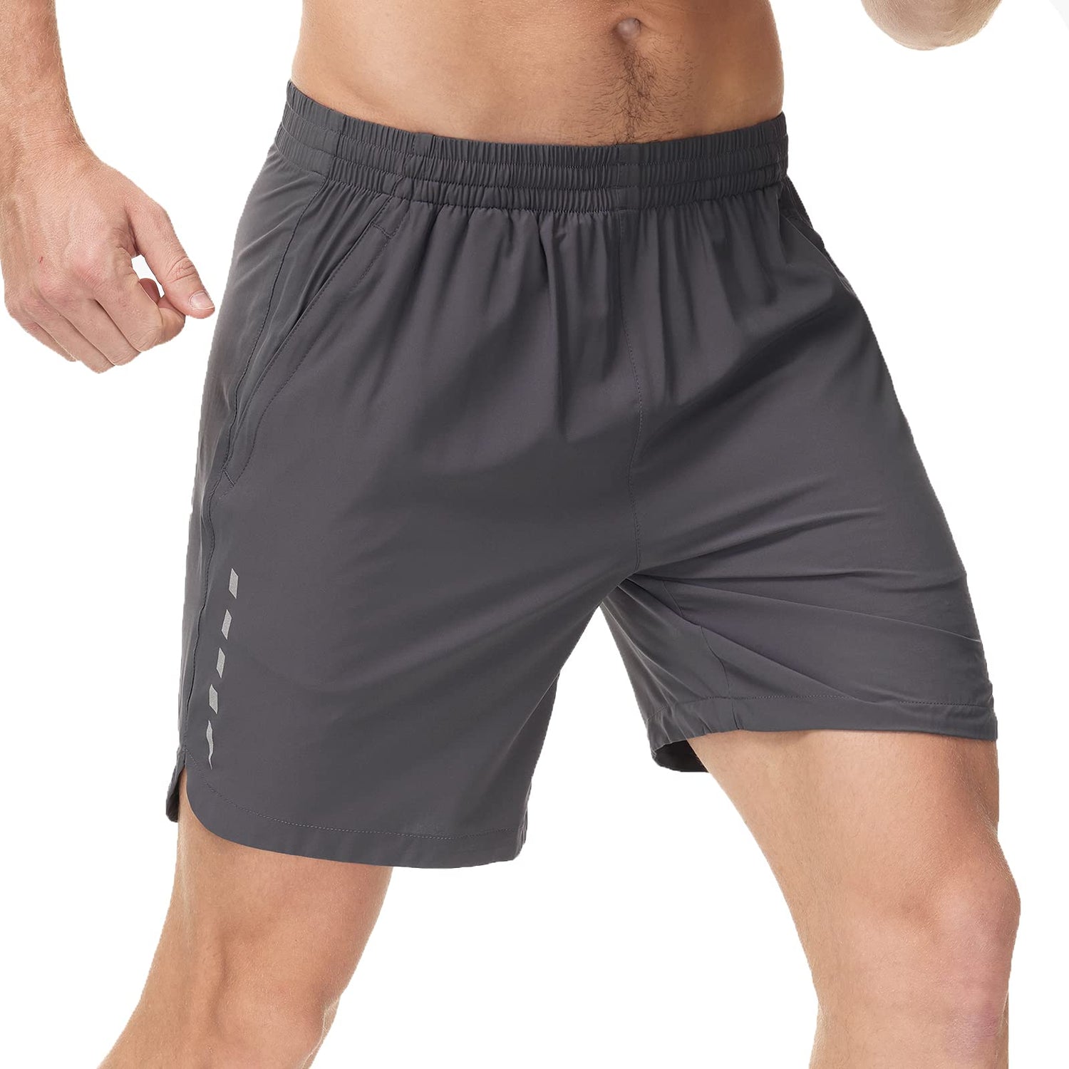 Men Running Shorts 7 Inch Quick Dry Athletic Shorts with Zipper Pockets Men&
