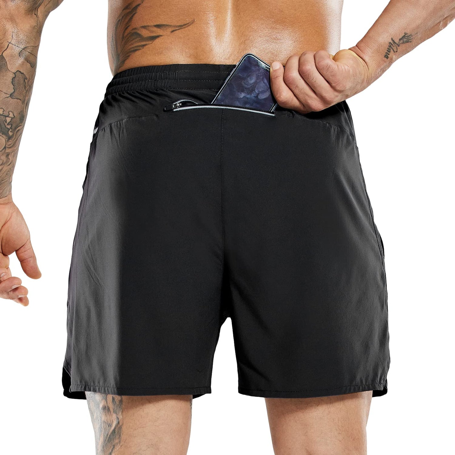 Men Running Shorts 7 Inch Quick Dry Athletic Shorts with Zipper Pockets Men&