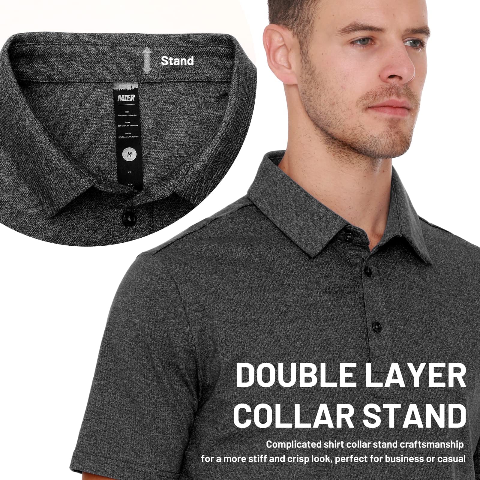 Men Short Sleeve Polo Shirts Ultra-Soft Cotton Golf Collared T-Shirts Men Polo MIER