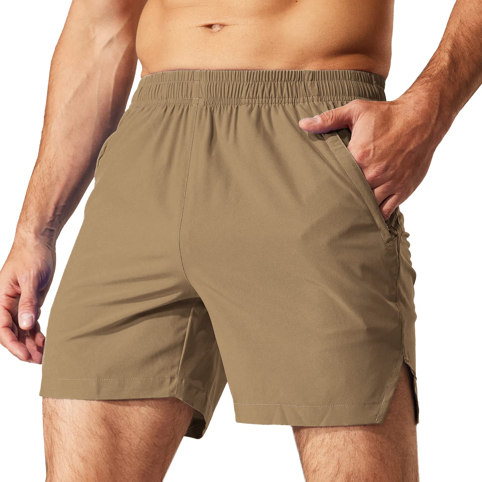 Men Workout 5 Inches Running Shorts with Zipper Pockets Men&