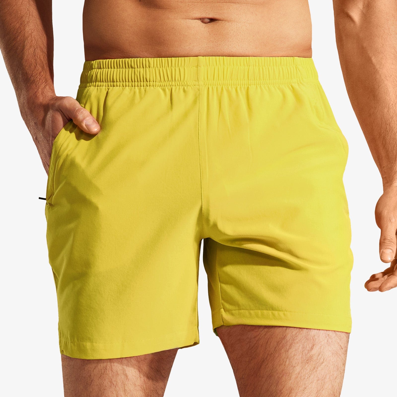 Men Workout 5 Inches Running Shorts with Zipper Pockets Men&