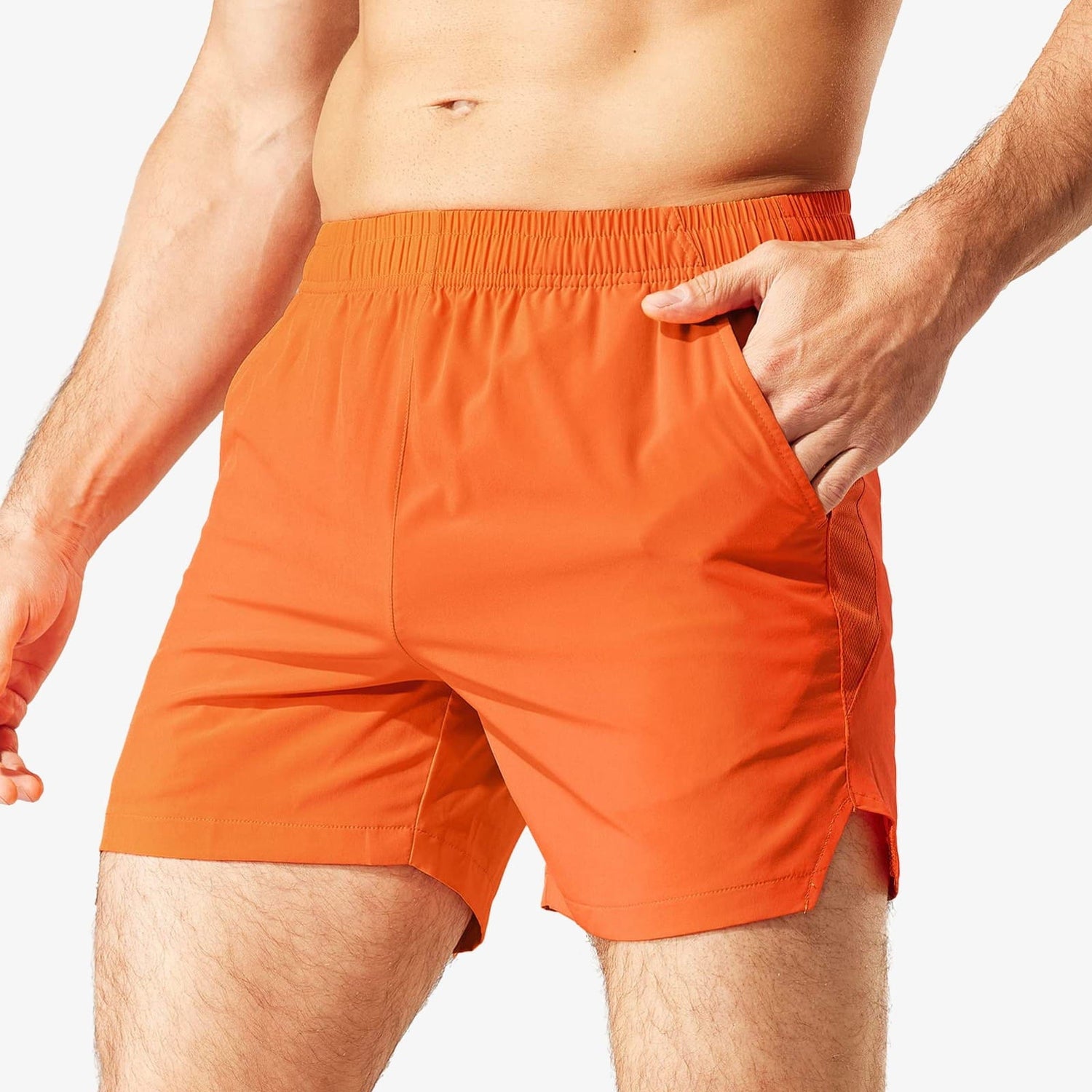 Men Workout Running Shorts 5 Inches Active Shorts with Pockets Men&