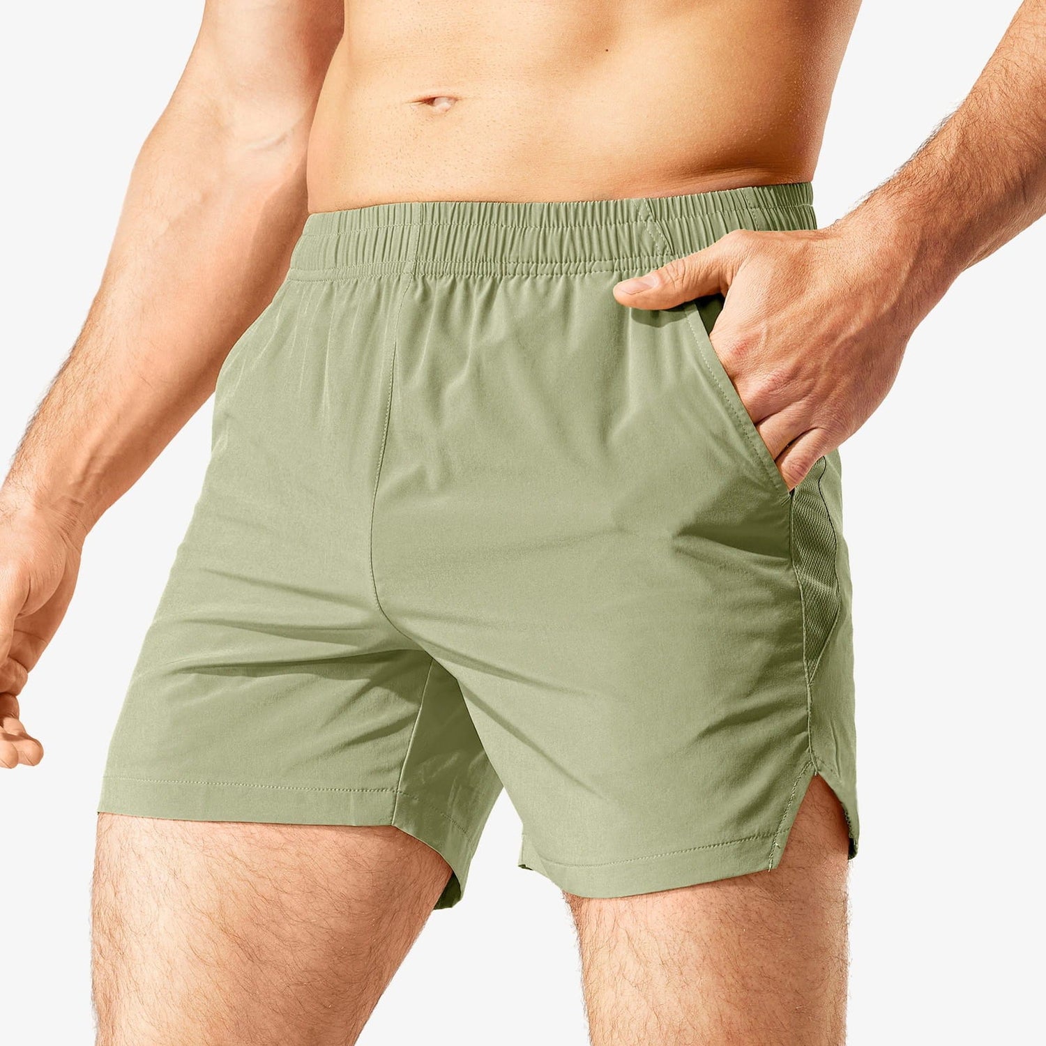 Men Workout Running Shorts 5 Inches Active Shorts with Pockets Men&