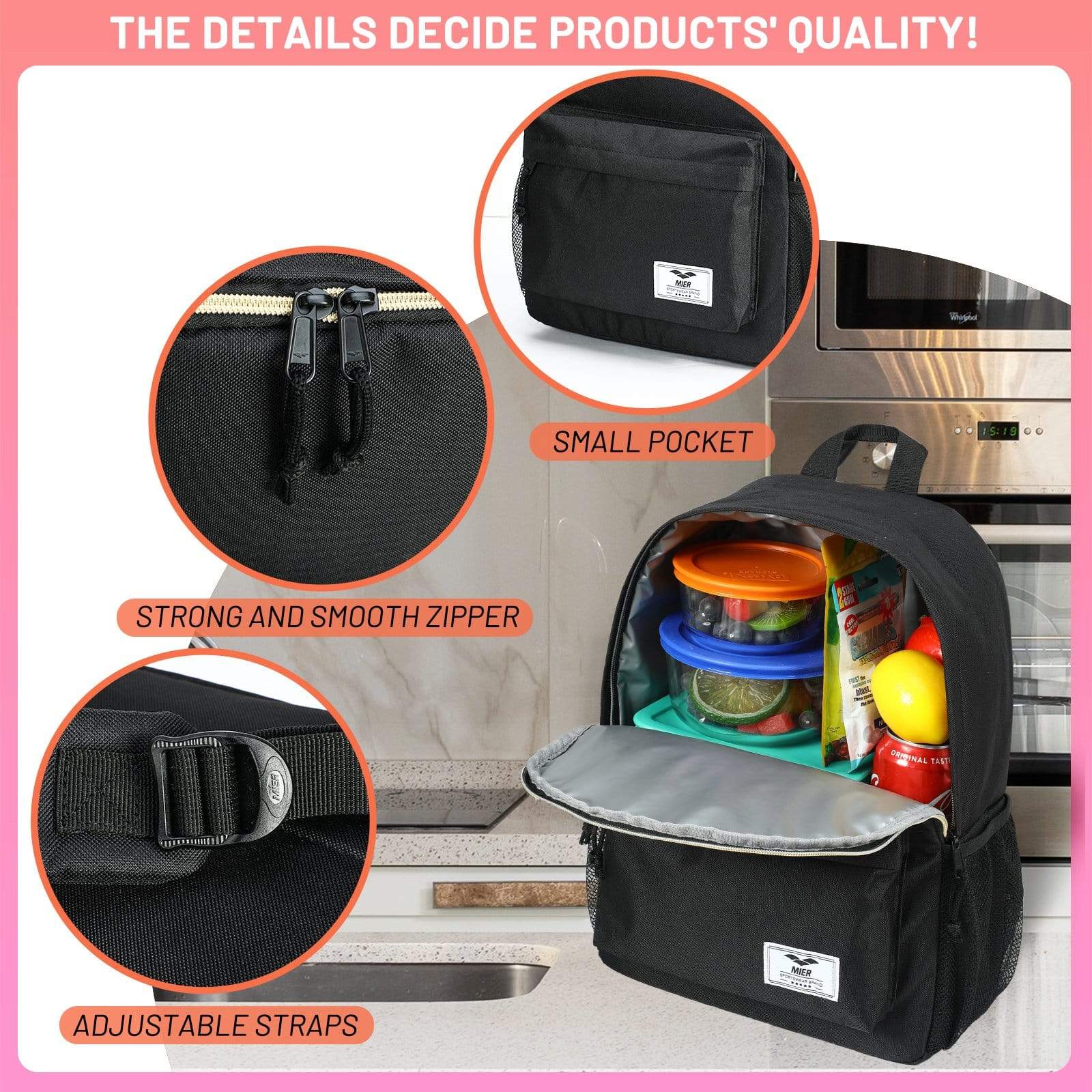 MIER Insulated Backpack Cooler Small Lunch Backpack MIERSPORTS