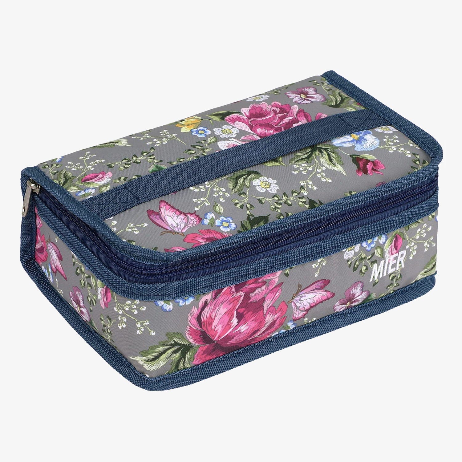 Portable Insulated Mini Lunch Bag for Kids Kids Lunch Bag Grey Floral MIER
