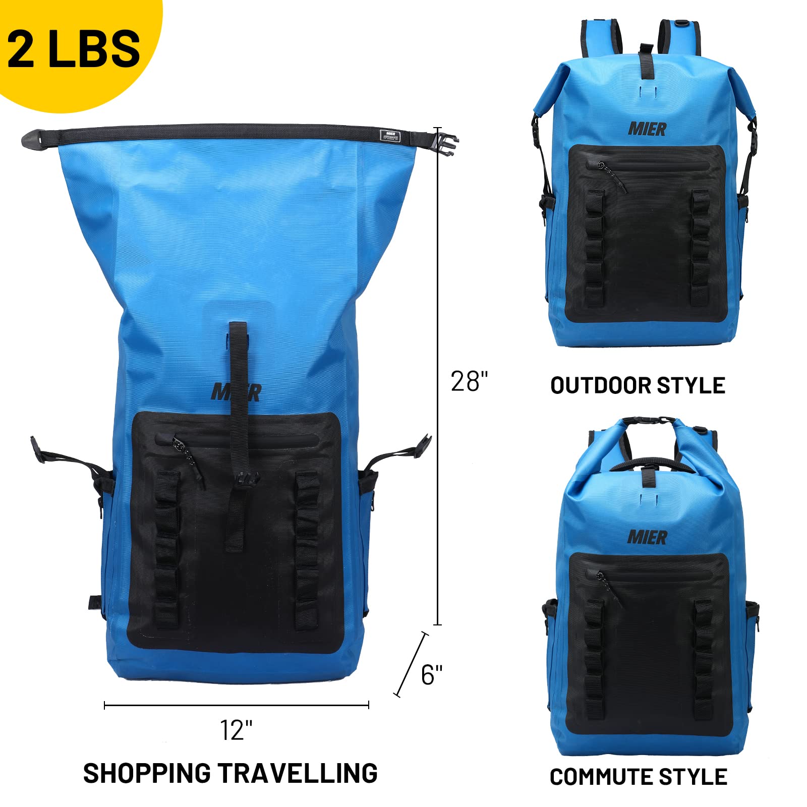 Roll-Top Closure Dry Bag Waterproof Backpack Sack Backpack Waterproof MIER