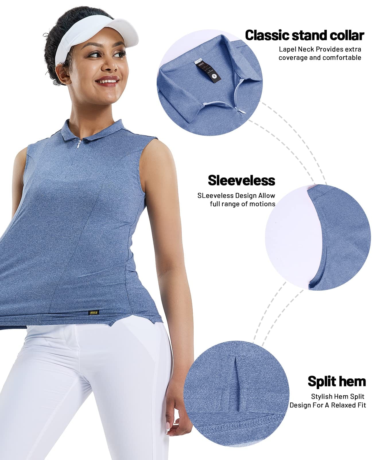 Women Golf Polo Shirts Sleeveless V Neck Tennis Shirt Women Polo MIER