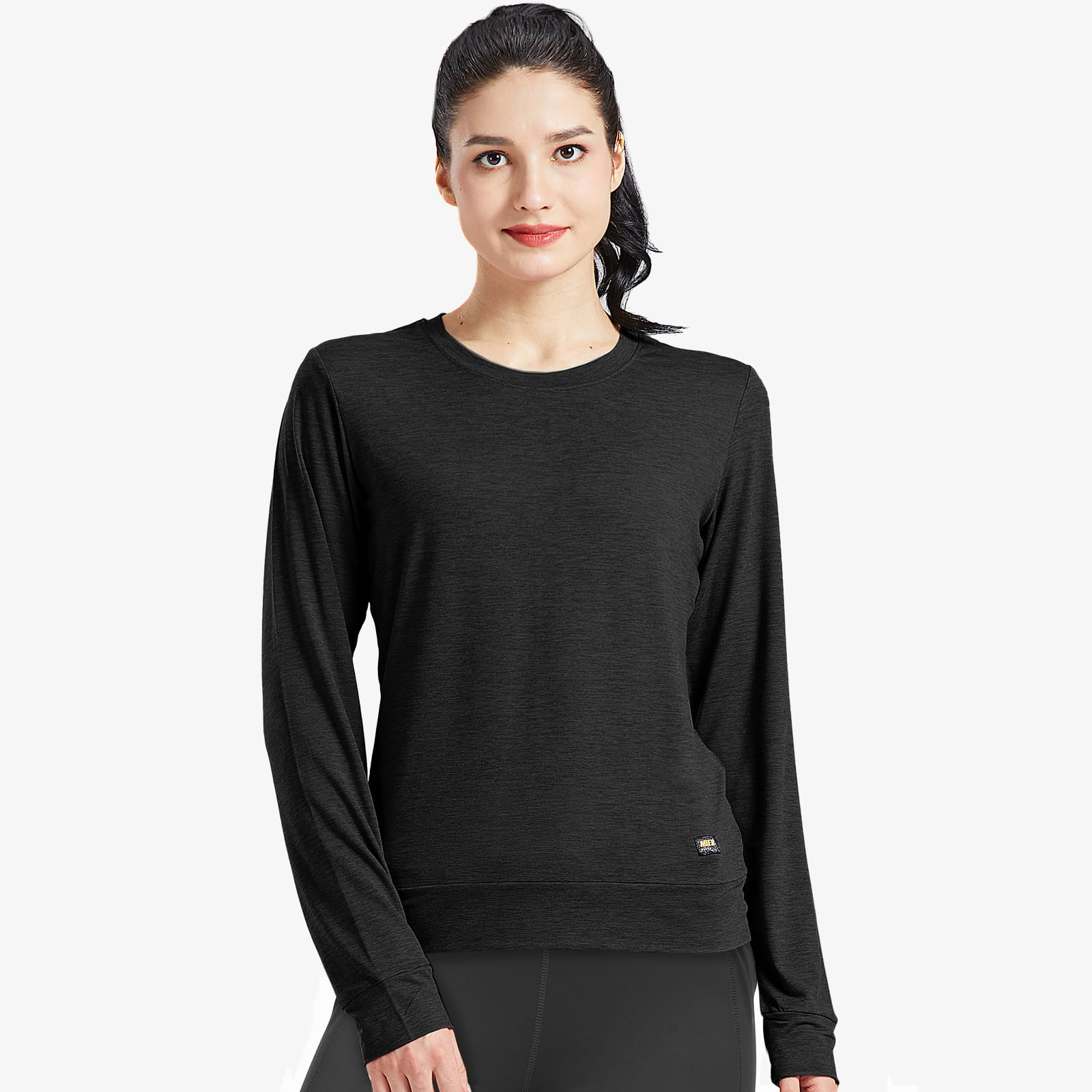 Women Ultra Soft T-shirts Stretch Athletic Crew Neck Tees Women Active Shirt Black / S MIER