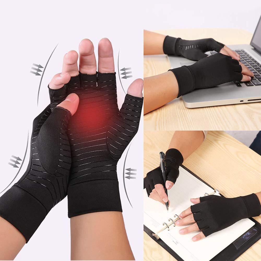 Compression Arthritis Glove Unisex Joint Pain Relief Half Finger Brace - Indicart