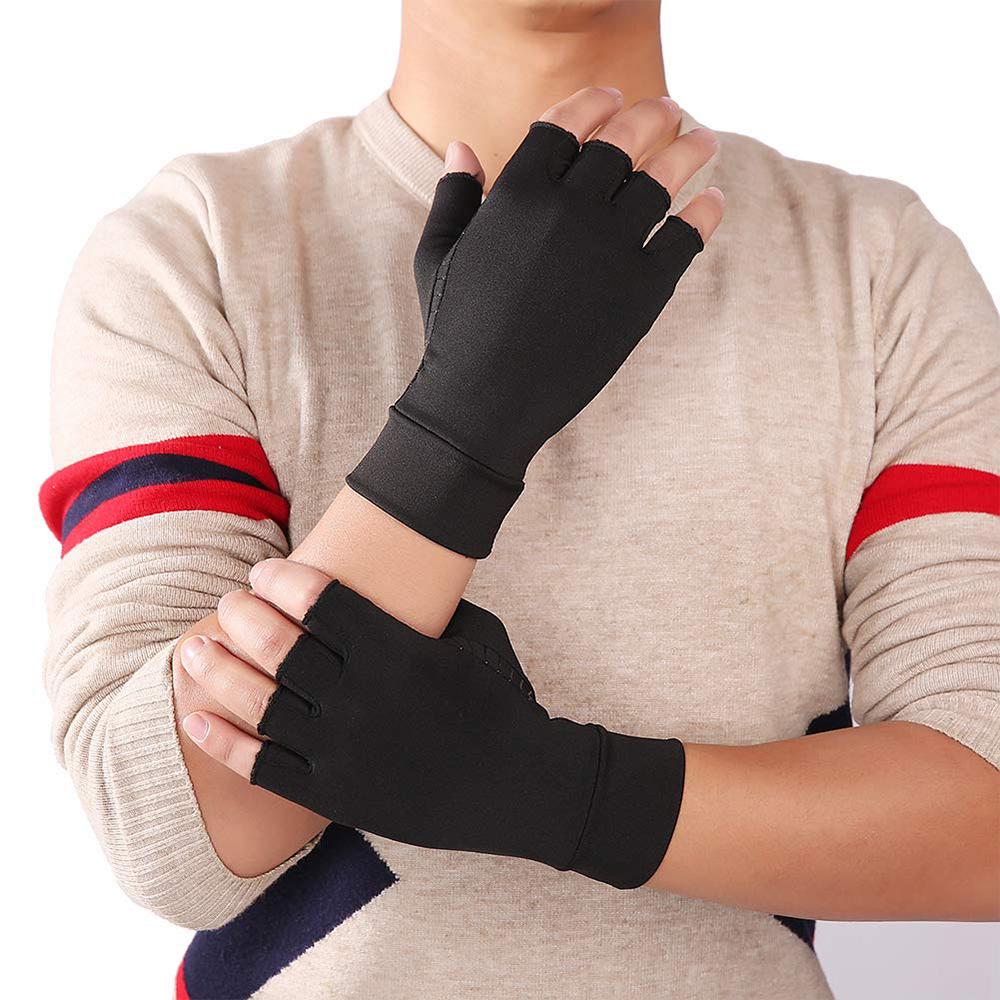 Compression Arthritis Glove Unisex Joint Pain Relief Half Finger Brace - Indicart