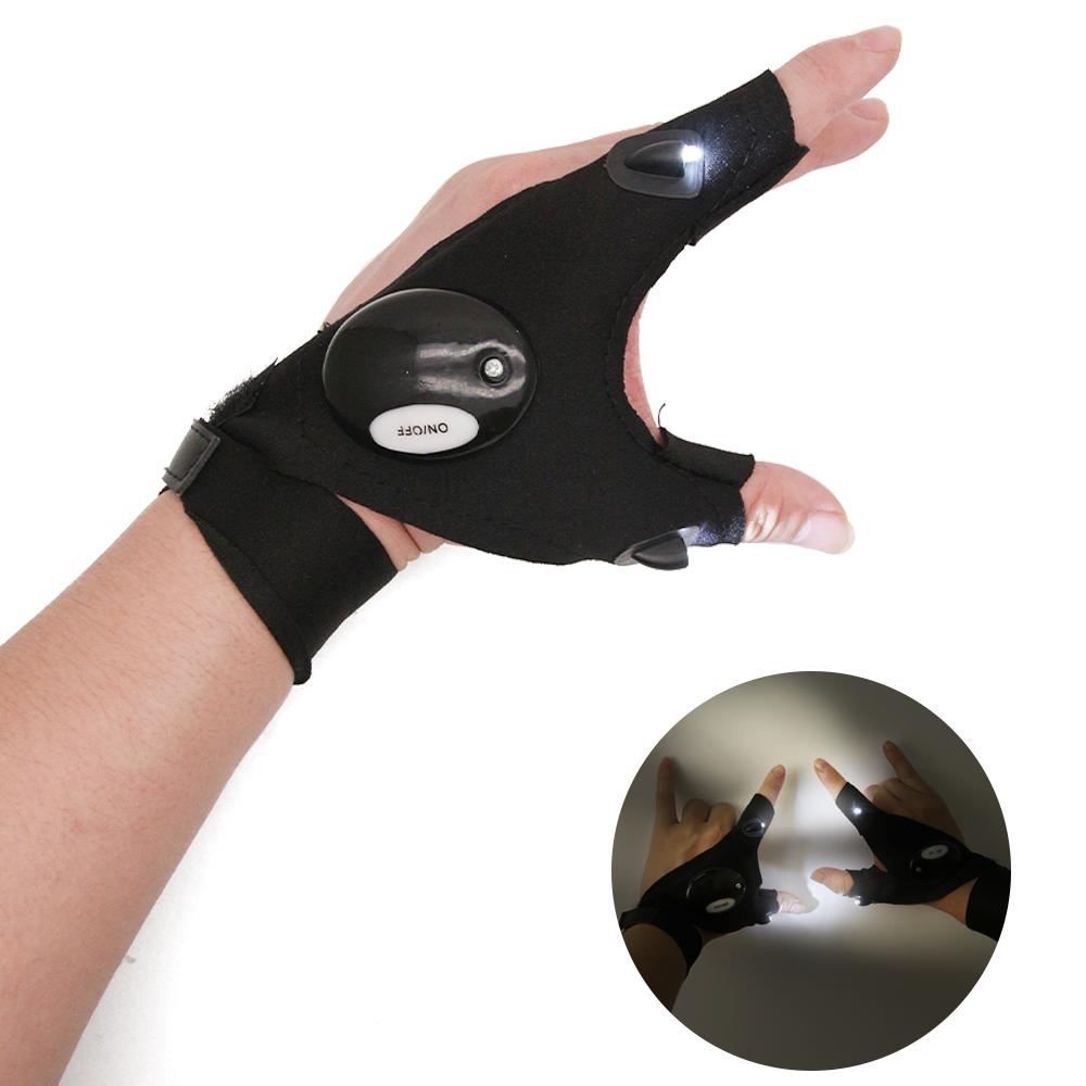 Night Light Waterproof Fishing Gloves with LED Flashlight Rescue Tool - Indicart