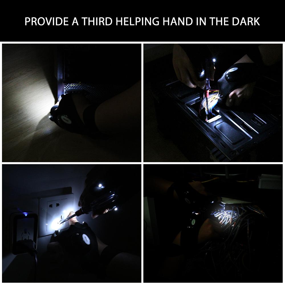 Night Light Waterproof Fishing Gloves with LED Flashlight Rescue Tool - Indicart