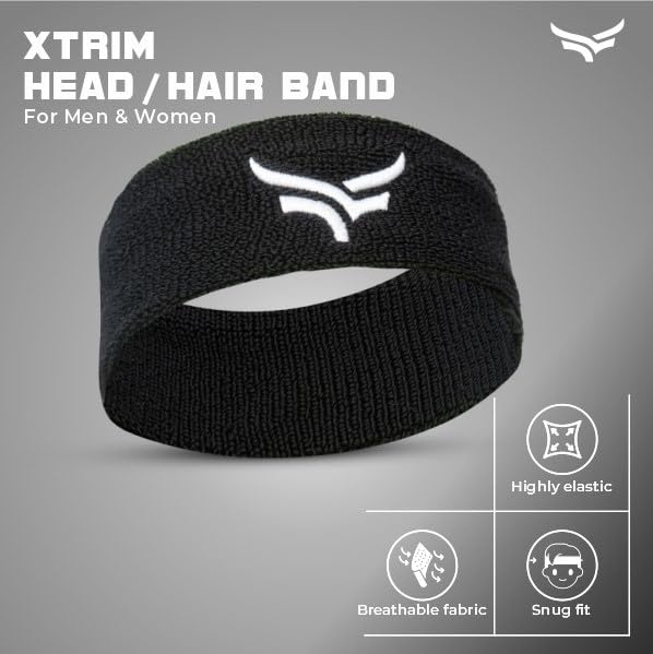 Unisex Head Band,Moisture-Wicking, Comfortable Fit, Breathable Fabric, Highly Elastic (Black)