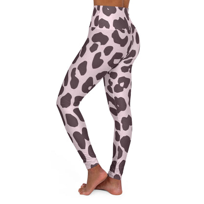 High Waiste Fitness Yoga Pants / Pink Leopard Print