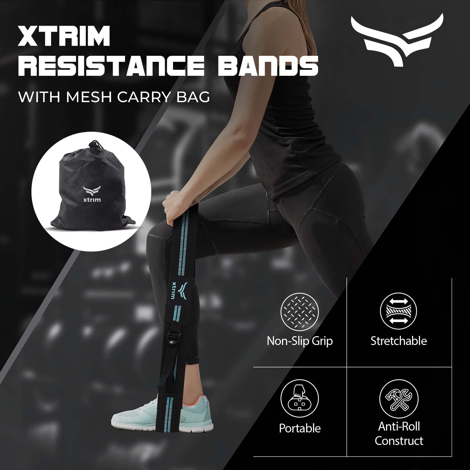 Resistance Bands with Portable Mesh Carry Bag, Adjustable + Resistance Bands with Non-Slip Grip Handles &amp; Stretchable Bands ( BUY 1 GET 1 FREE )
