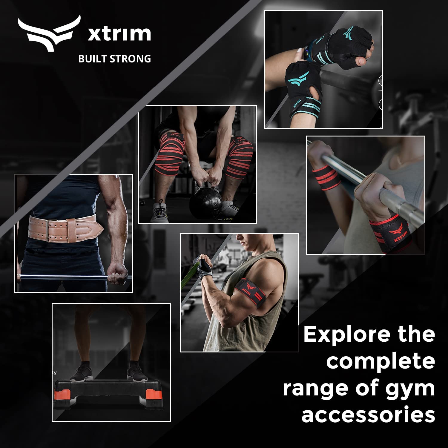 One Size Fits All Unisex Leather Gym Gloves + Resistance Bands with Non-Slip Grip Handles &amp; Stretchable Bands ( BUY 1 GET 1 FREE )