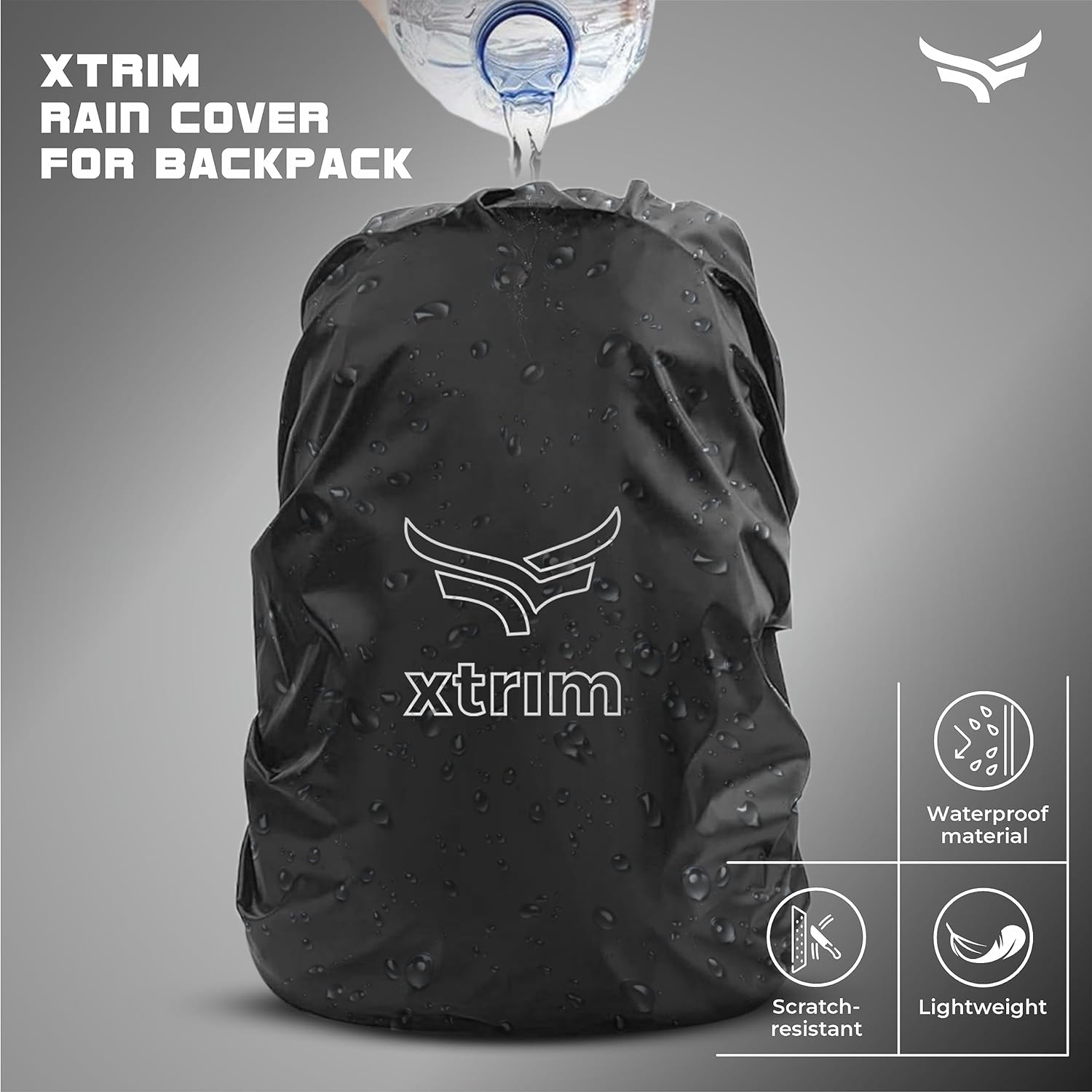 100% Rain &amp; Dust Proof Protector for 30L to 40L Backpacks, Rain Cover for Bags with Storage Pouch, Rain Cover for School Bags, Rain Cover, Specially for Trekking &amp; Camping (Black)