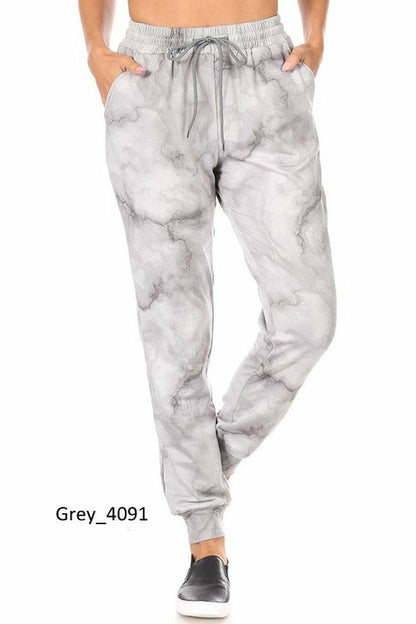 Womens Warm Fleece Marbled Joggers Sweatpants