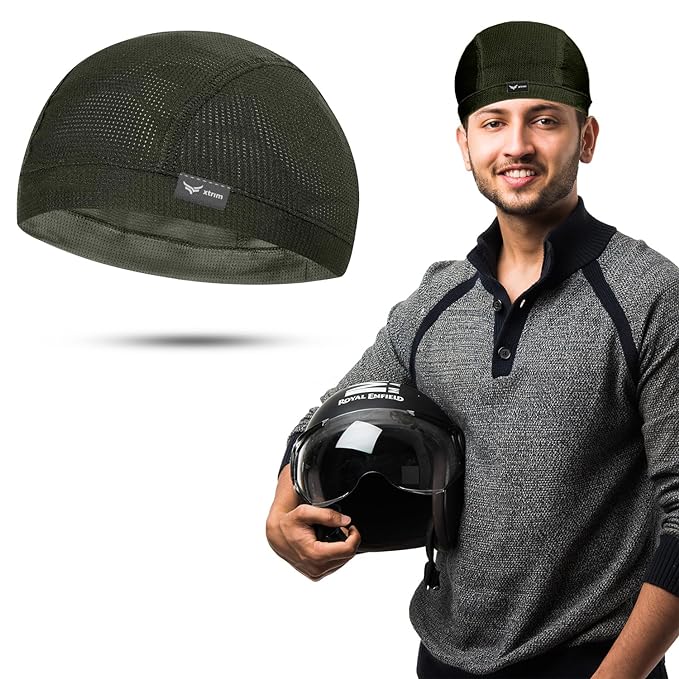 Unisex Helmet Skull Cap for Bikers & Cyclists, Cotton Head Cap, Hair Inner Helmet Cover Cap for Men, Sweat Cooling Skull Cap for Women, Skull Cap for Summer