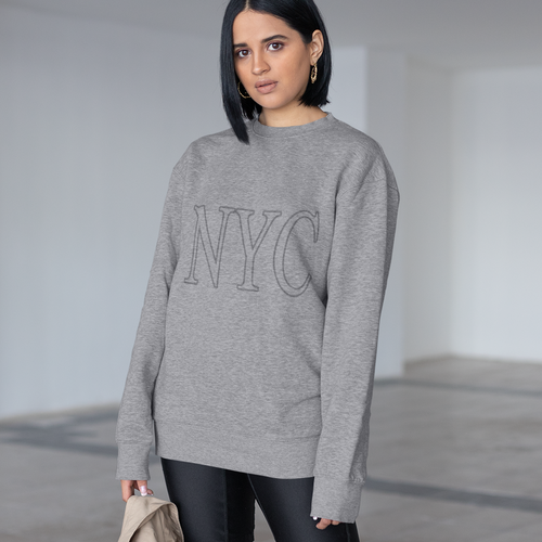 Womens Gray NYC Crewneck Sweatshirt - Indicart