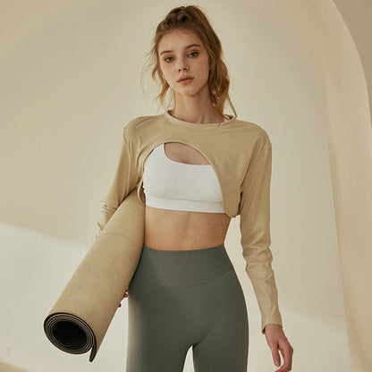 New style yoga clothing female sense thin running fitness shawl long-s