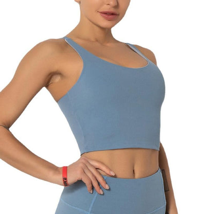 Women Wirefree Removable Cups Longline Yoga Sports Vest - Indicart