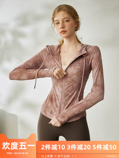 High-end sports jacket hooded tight-fitting yoga long-sleeved running