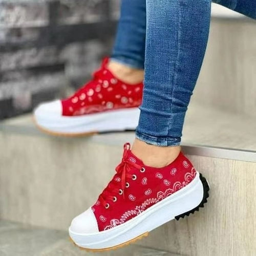 Fashion  Casual Sport Shoes Pattern Canvas Women Sneakers