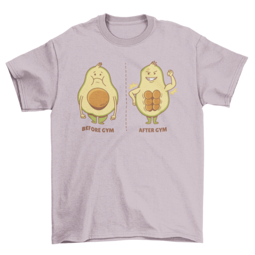 Avocado cartoon before and after  fitness gym t-shirt