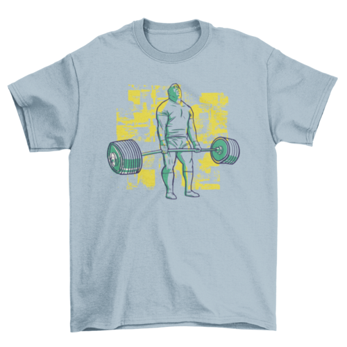 Bodybuilder deadlift heavy barbell fitness gym t-shirt