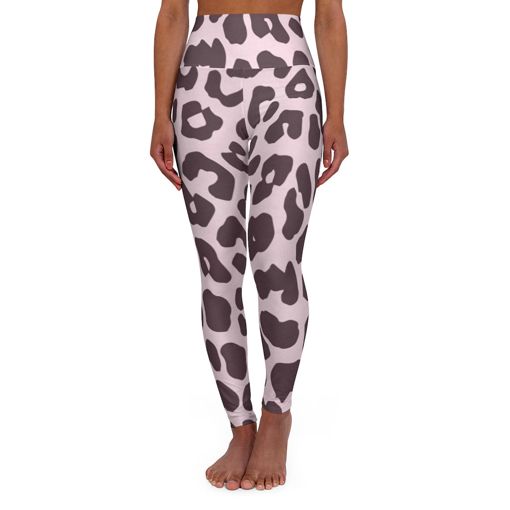 High Waiste Fitness Yoga Pants / Pink Leopard Print