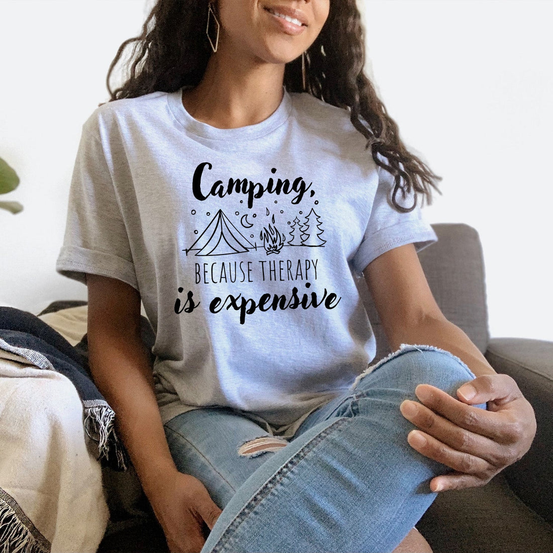 Camping Because Therapy Is Expensive Unisex T-shirt