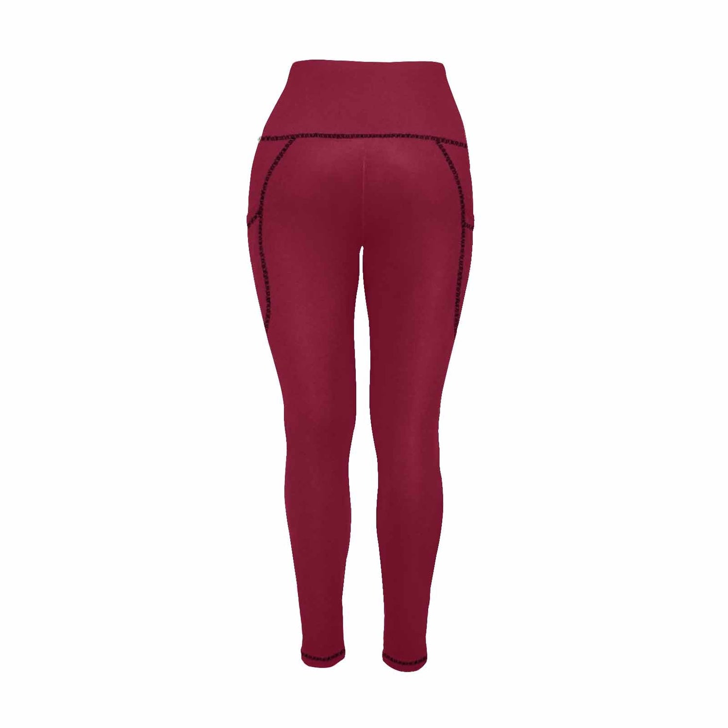 Womens Leggings With Pockets - Fitness Pants /  Burgundy Red