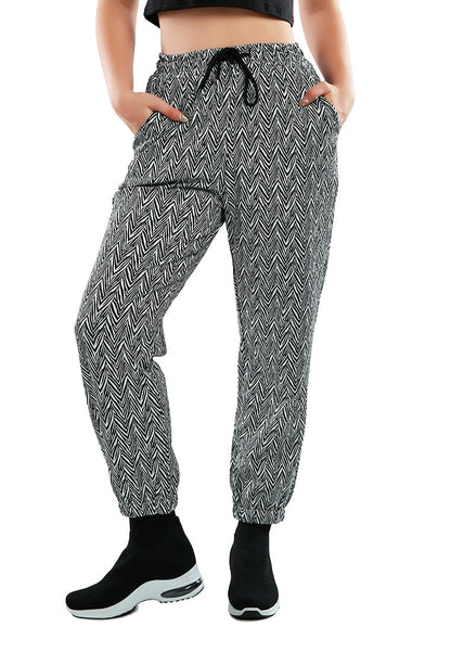 chevron patterned jogger pants