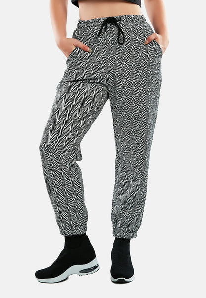 chevron patterned jogger pants