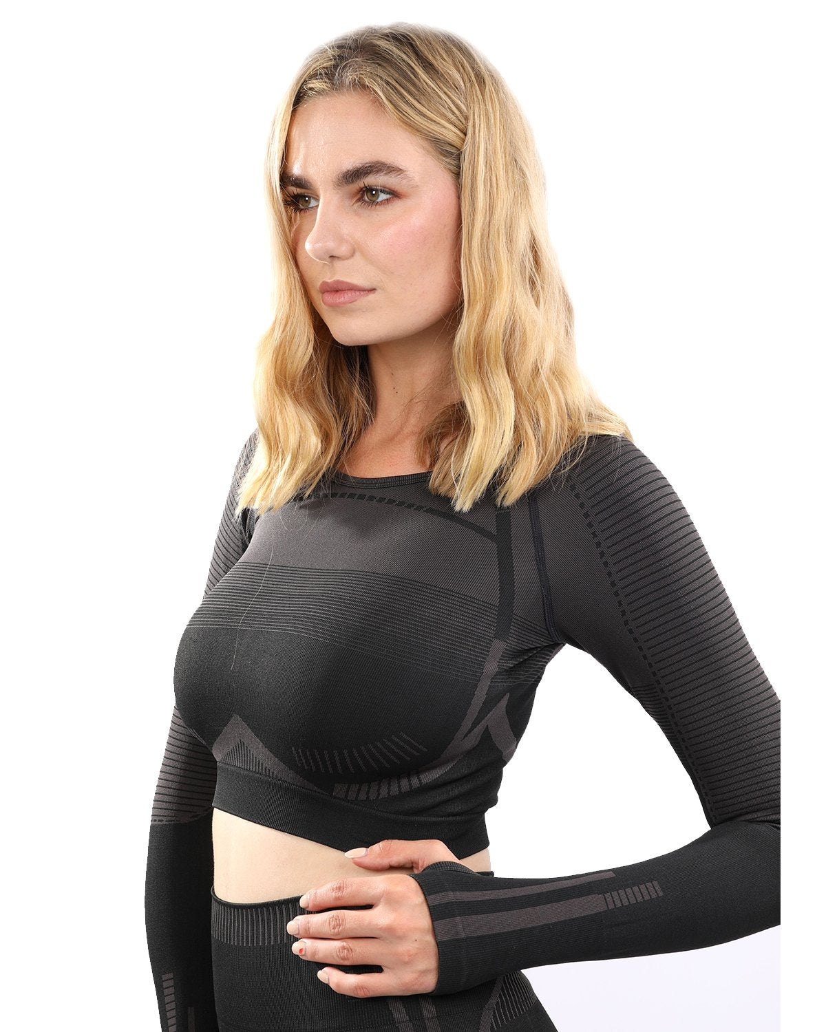 Decata Seamless Sports Top - Black &amp; Brown