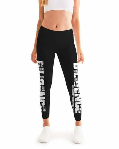 Womens Leggings, Bold Diligence Graphic Style Black And White Fitness