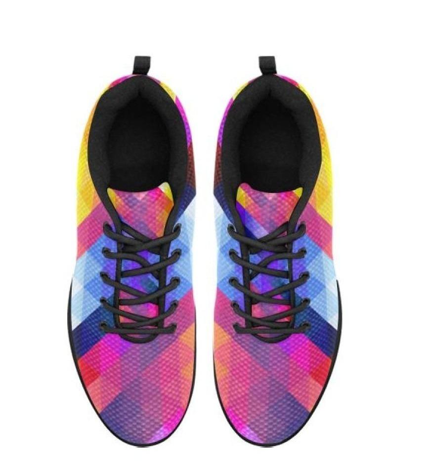 Womens Sneakers, Rainbow Geometric Print Running Shoes