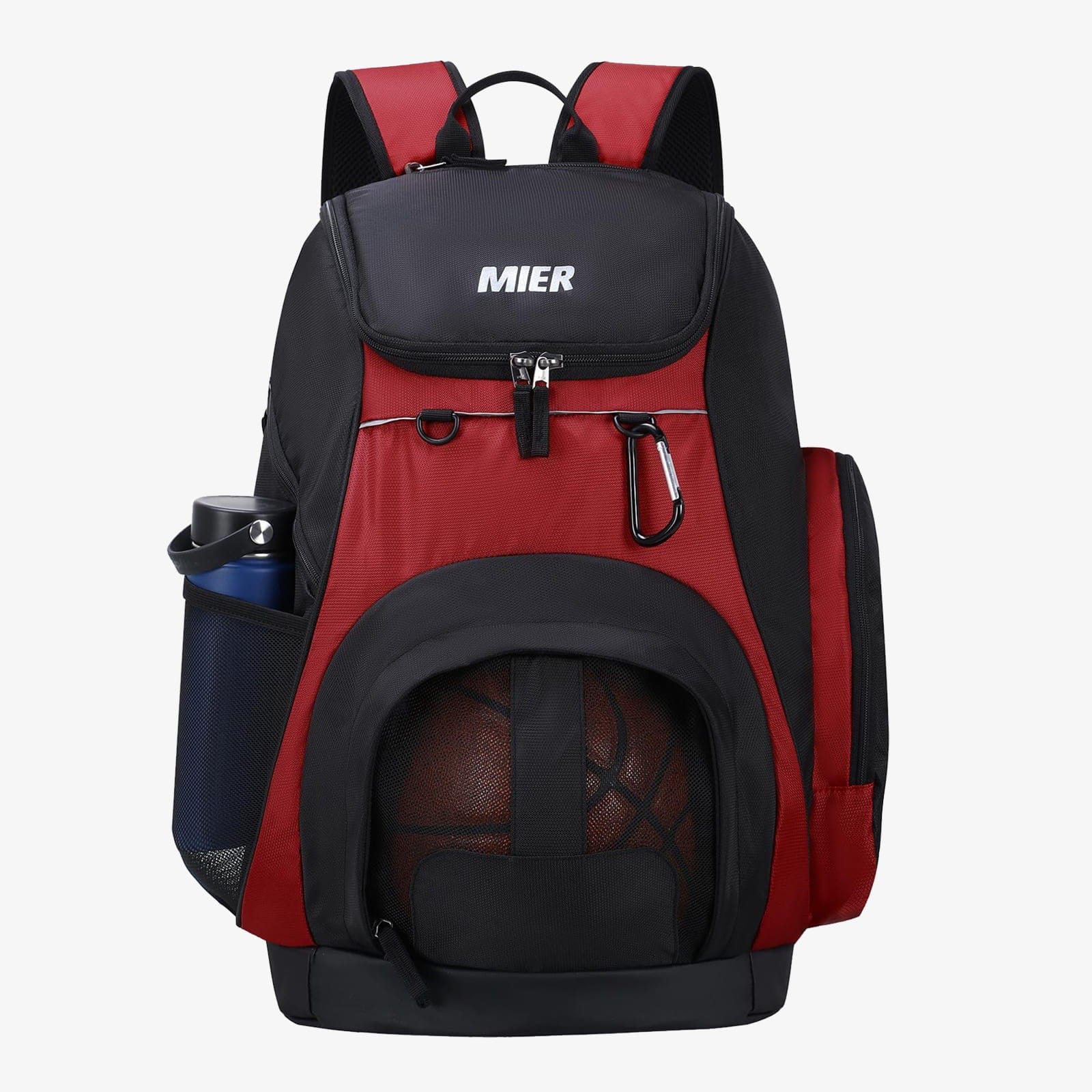 Basketball Backpack Large Sports Bag with Laptop Compartment Backpack Bag Red Black MIER
