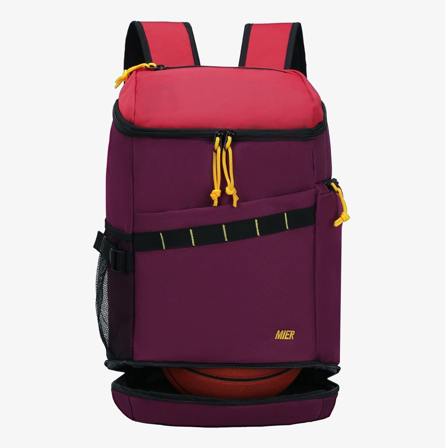 Basketball Backpack Soccer Bag with Shoes Compartment Backpack Bag Purple Red MIER